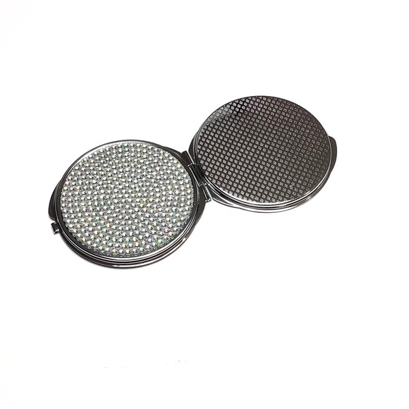 Iridescent Rhinestone Compact Travel Mirror - Picture 5 of 7